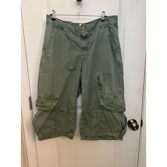 Urban Outfitters BDG Y2k Baggy Cargo Shorts Sz 10 Green Retro grunge skater 90's - Picture 1 of 6